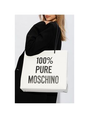 Moschino “100% PURE MOSCHINO” White Leather Shoulder Bag, New with Tag